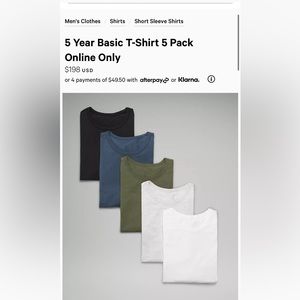 Lulu lemon Mens Basic T-Shirt Set